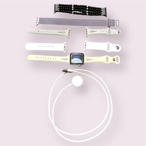 Apple Watch Series 3, 38mm aluminum, GPS model, charger and extra bands, used